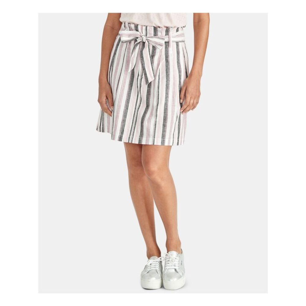RACHEL ROY Womens Pink Belted Striped Above The Knee Skirt Size: 4